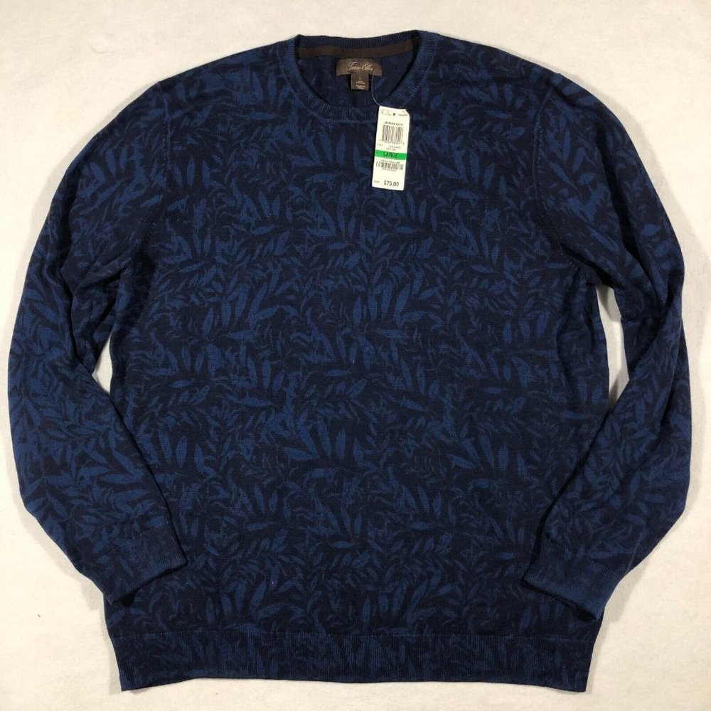 NEW Tasso Elba Mens Large Print Pattern Pullover Sweater Blue 32301NAVYC NWT $75
